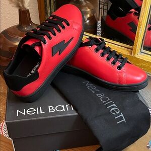 NEW Neil Barrett Red Leather Sneakers. Size 6 women’s